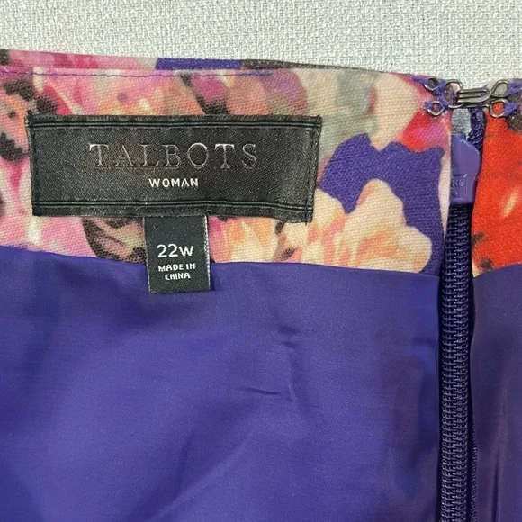 Talbots Womens Plus Lined Floral Boho Carrier Pencil Skirt Back Zip  22W New - Picture 10 of 14